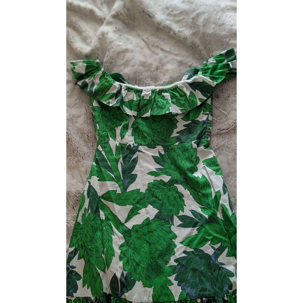 Tuckernuck Hyacinth House Green Dandelion Floral Off-the-Shoulder Giselle Dress